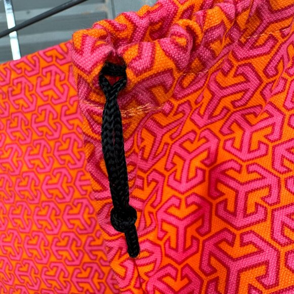 Tory Burch Double T Logo Large Drawstring Dust Bag Orange Pink - Picture 4 of 7